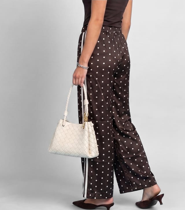Urban Bliss Women's Brown Polka Dot Side Stripe Wide Leg Trousers Urban Bliss New Look - 3