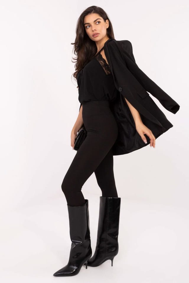 Love Lace Love Lace Women's Comfort High Waist Ribbed Leggings in Black - 2