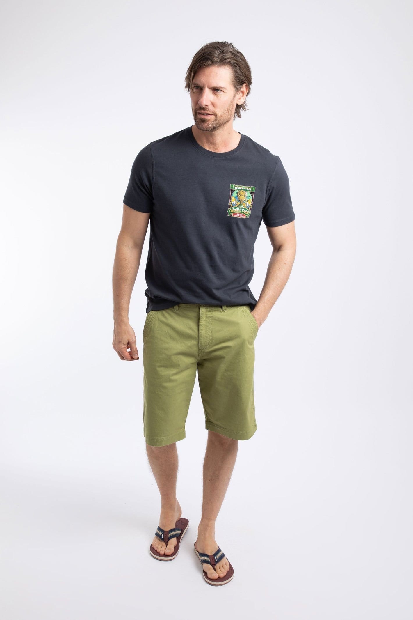 Weird Fish Weird Fish Men's Rayburn Cotton Flat Front Shorts in Pale Green - 4