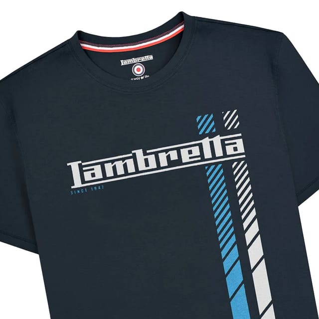 Lambretta Lambretta Men's Racing Stripe Big & Tall T-Shirt in Mid Navy - 3