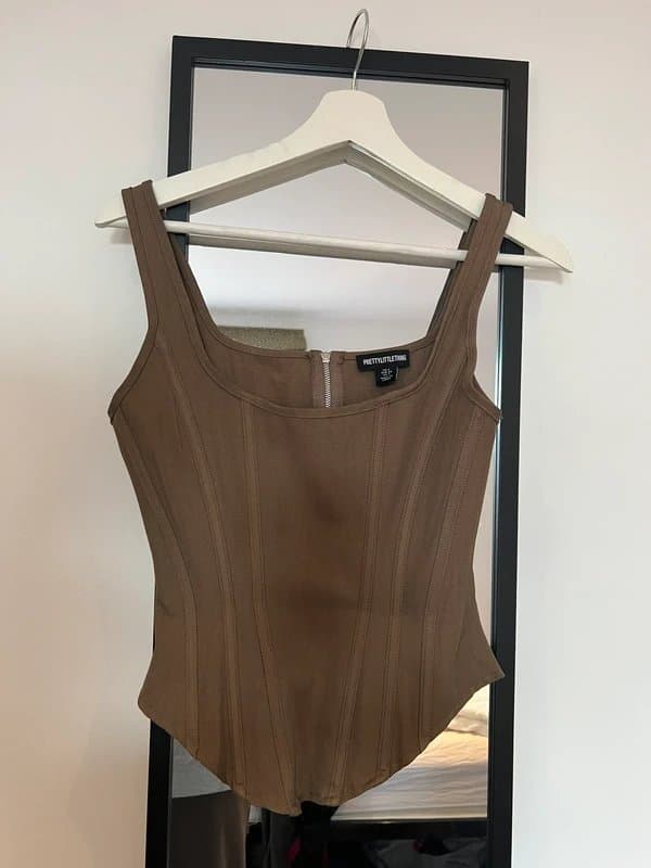 PrettyLittleThing PLT brown corset top