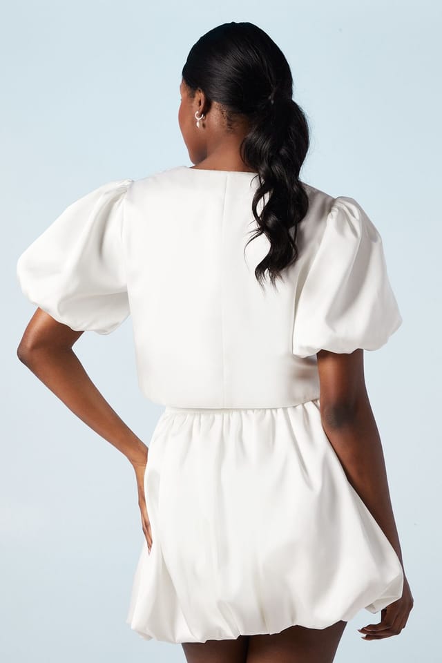 Oasis Oasis Women's Puff Sleeve Bow Detail Bridal Jacket in Ivory - 3