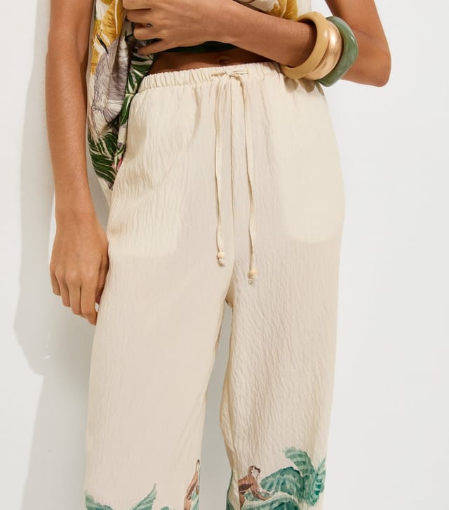 New Look Women's White Tropical Print Wide Leg Trousers New Look - 2