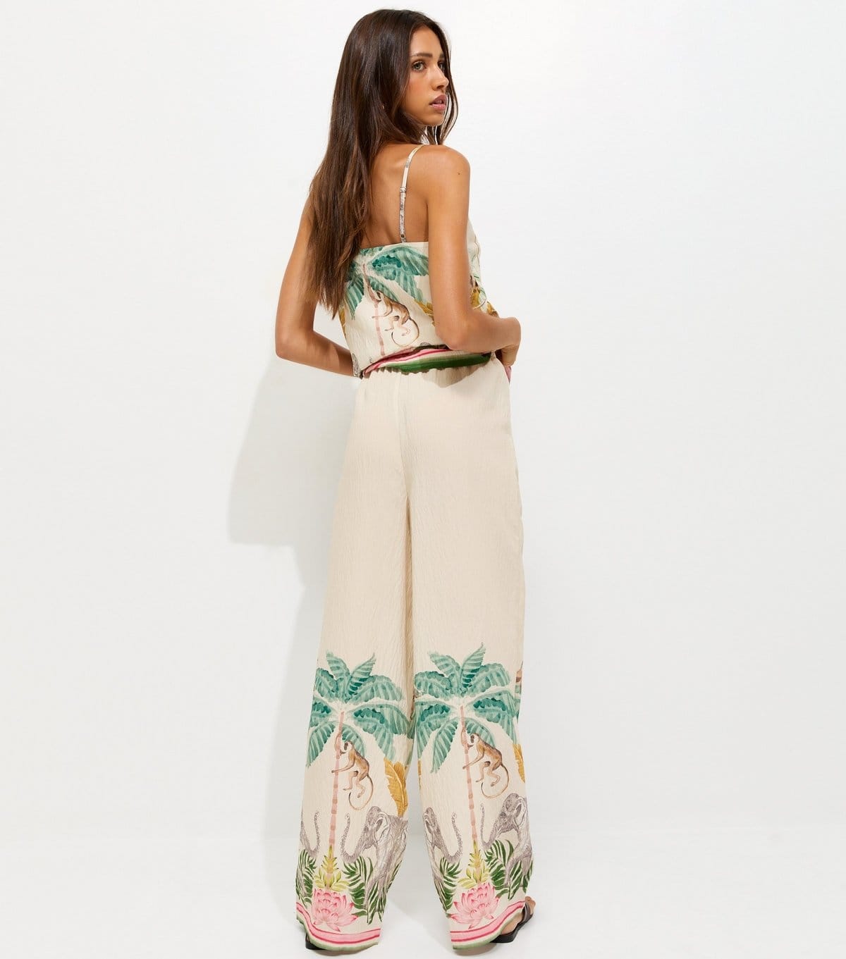 New Look Women's White Tropical Print Wide Leg Trousers New Look - 4