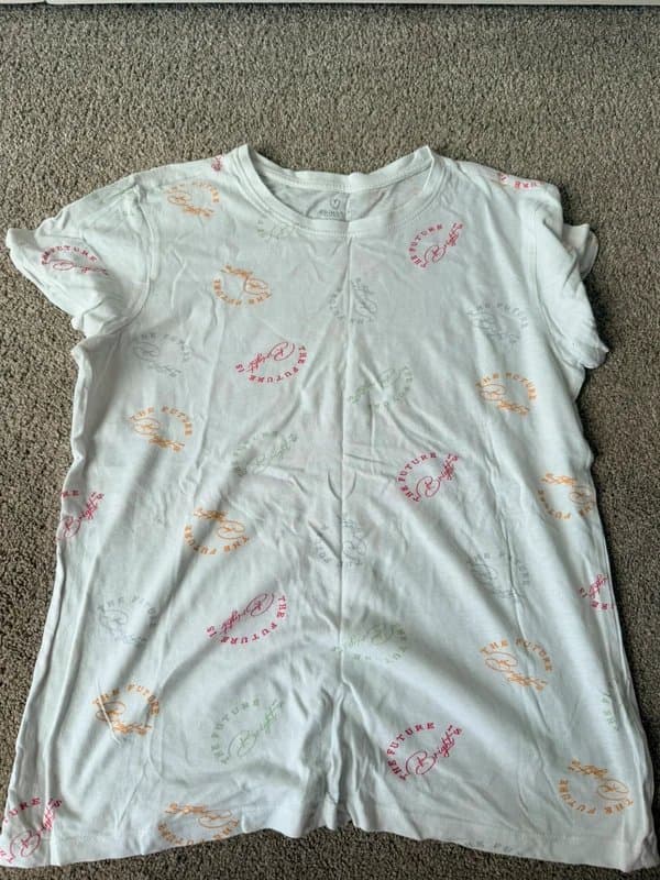 Primark Primark Cares White Slogan T-Shirt XS UK 6/8 Organic Cotton Casual Tee