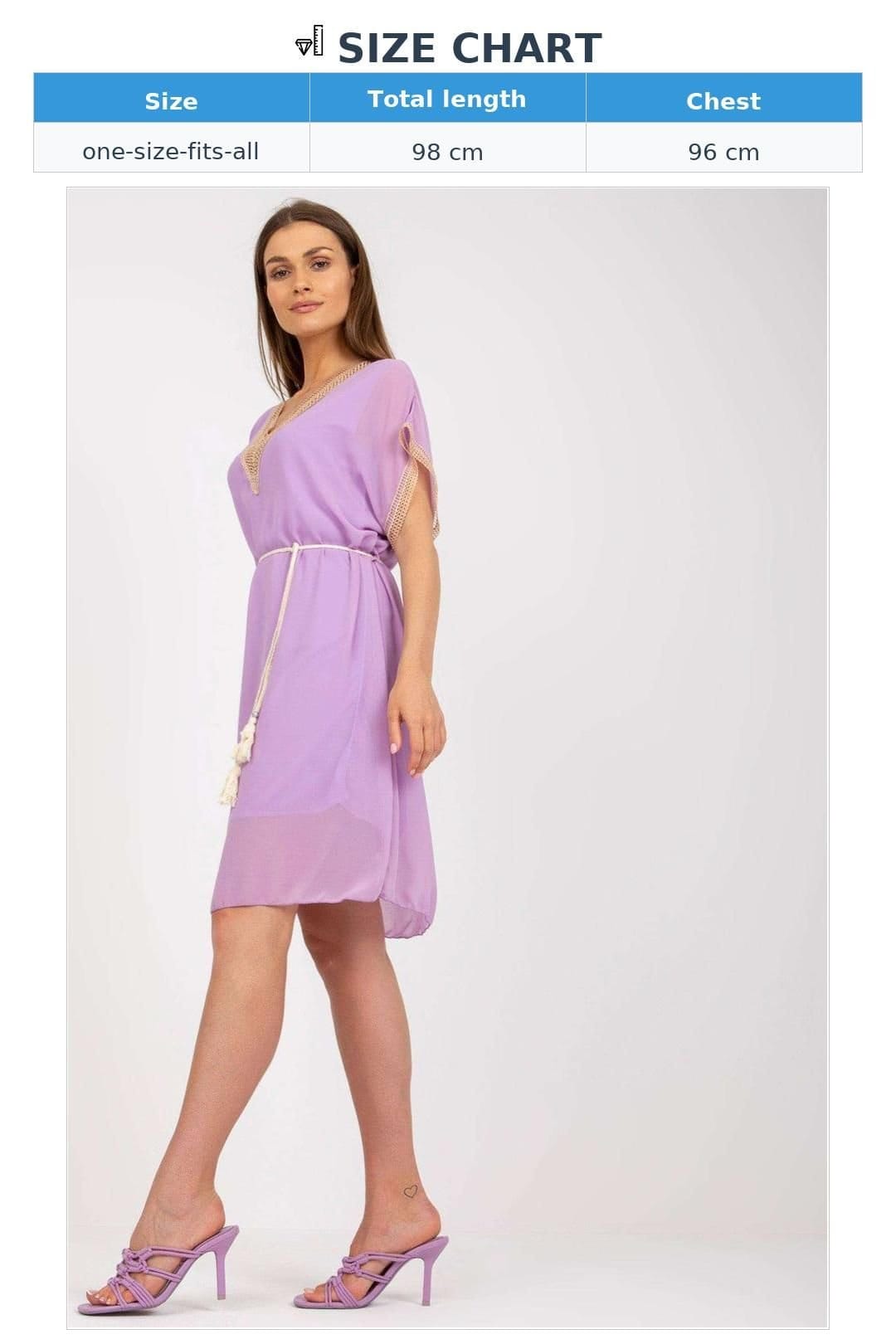 Love Lace Love Lace Women's Openwork Heart Neck Tie Waist Dress in Violet - 4