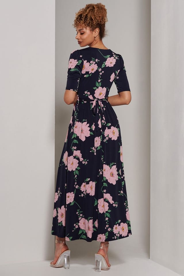 Jolie Moi Jolie Moi Women's Kenzie Half Sleeve Jersey Maxi Dress in Navy - 2