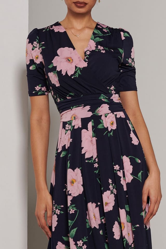 Jolie Moi Jolie Moi Women's Kenzie Half Sleeve Jersey Maxi Dress in Navy - 3