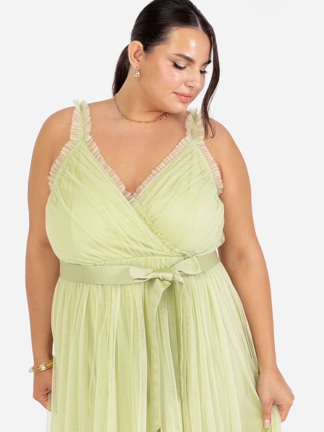 Anaya with Love Anaya with Love Women's Frill Faux Wrap Strappy Maxi Dress in Green - 2