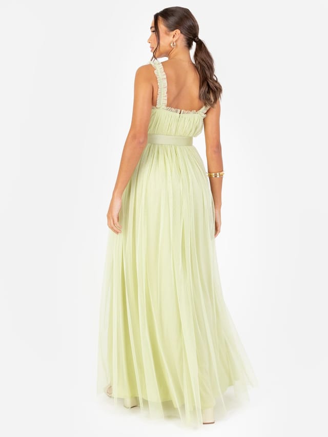 Anaya with Love Anaya with Love Women's Frill Faux Wrap Strappy Maxi Dress in Green - 3