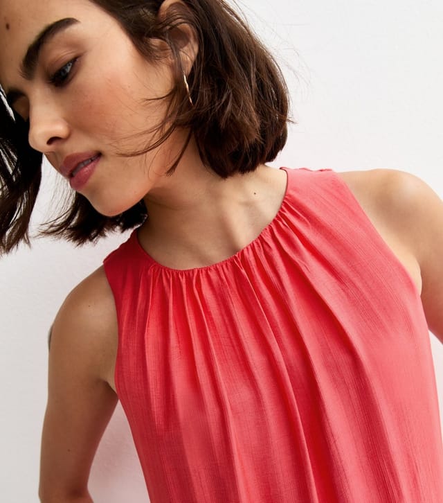 New Look Women's Coral Pink Drop Waist Sleeveless Midi Dress New Look - 2