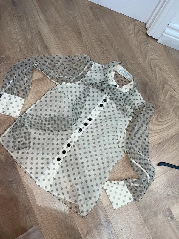 Zara Black Polka Dots Sheer Blouse
