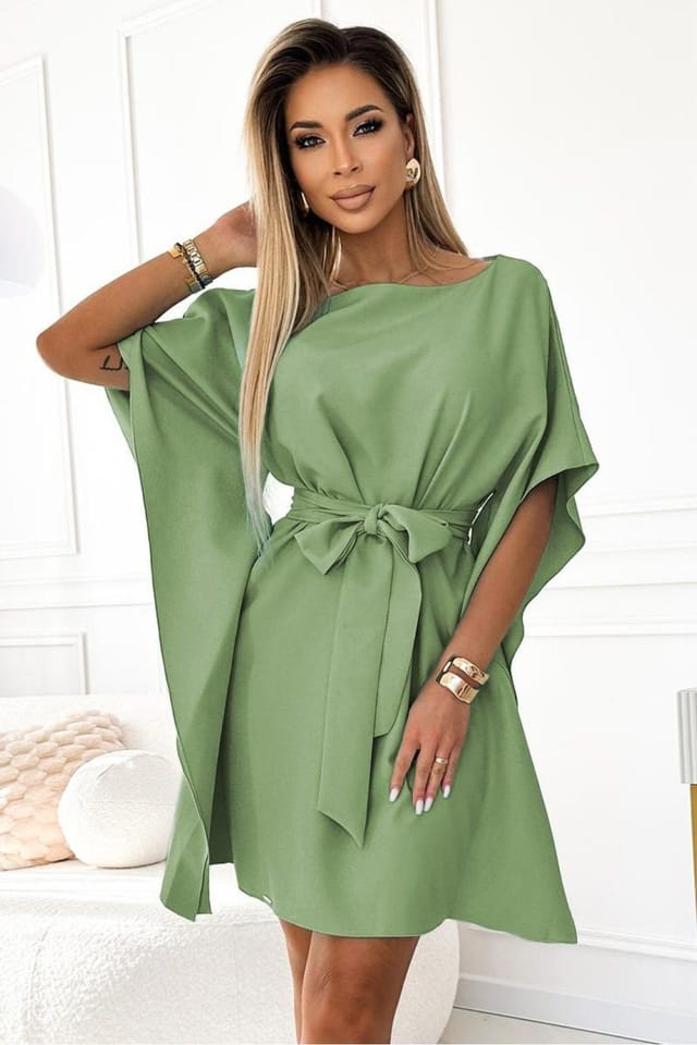 Love Lace Love Lace Women's Butterfly Daydress with Belt in Green - 3
