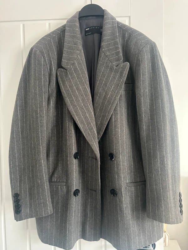 ASOS ASOS grey pin striped oversized blazer