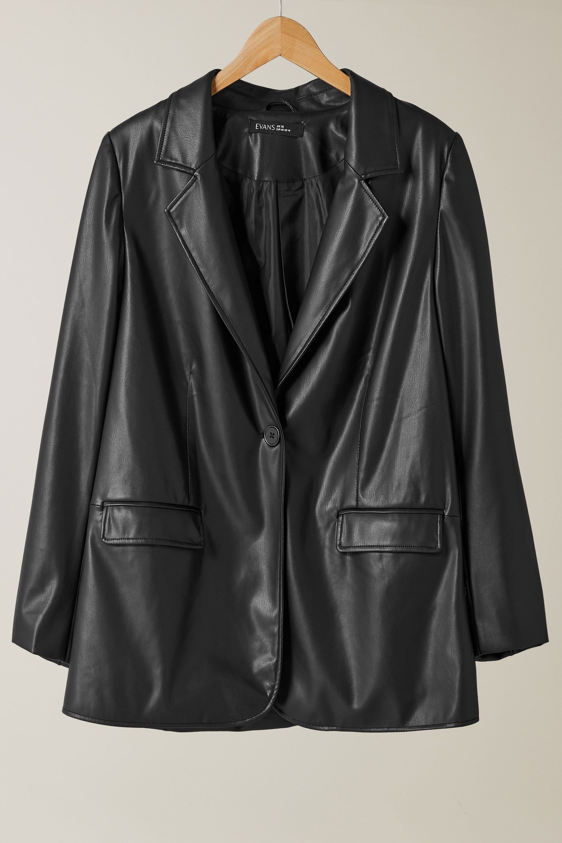 Evans Evans Women's Faux Leather Blazer in Black - 2