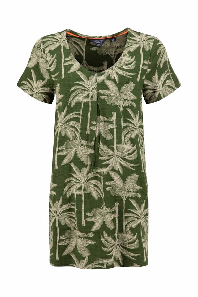 Weird Fish Weird Fish Women's Annuri Lightweight Printed Tunic in Olive - 2