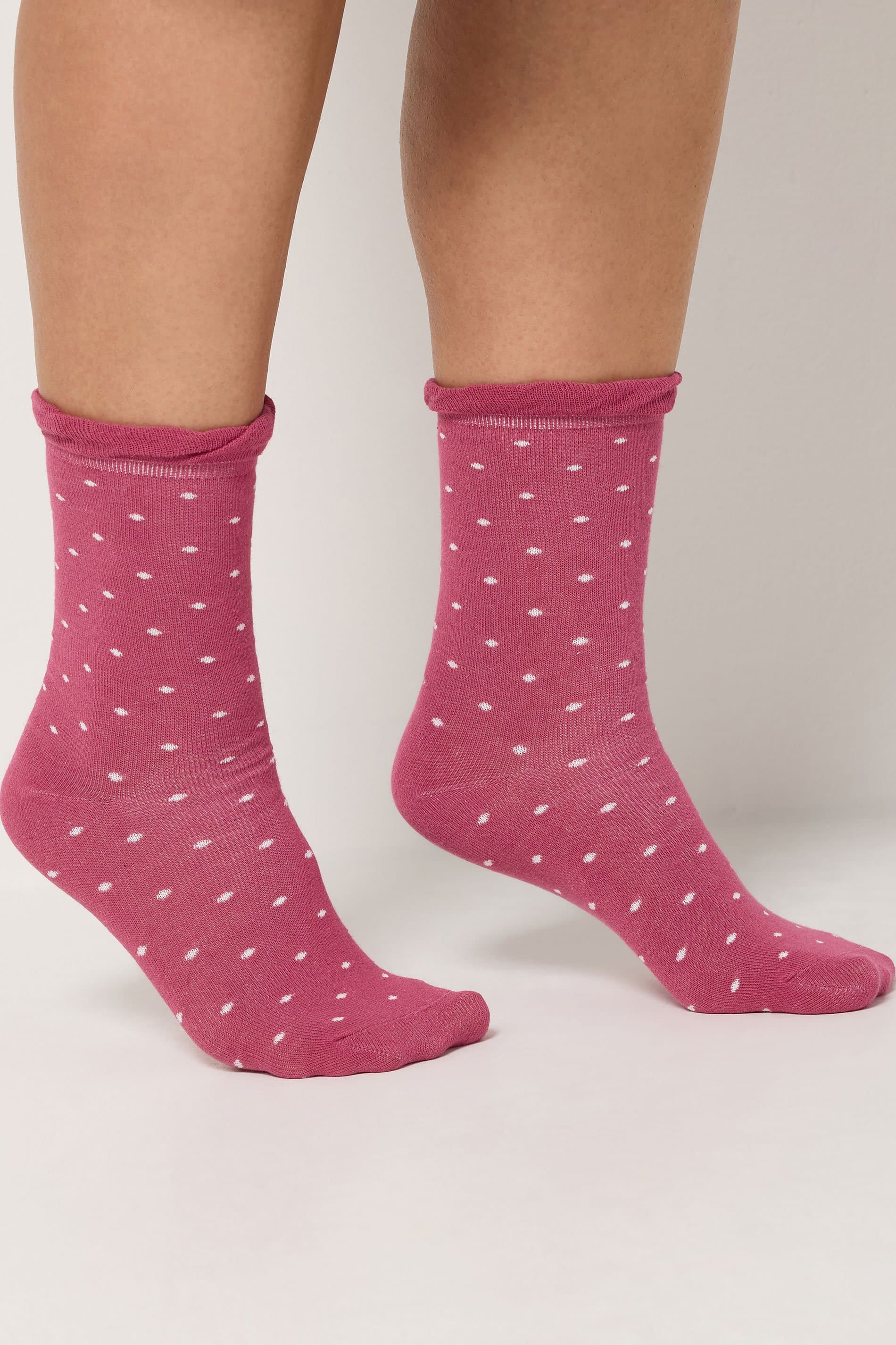Yours 5 Pack Burgundy Red Polka Dot Ankle Socks