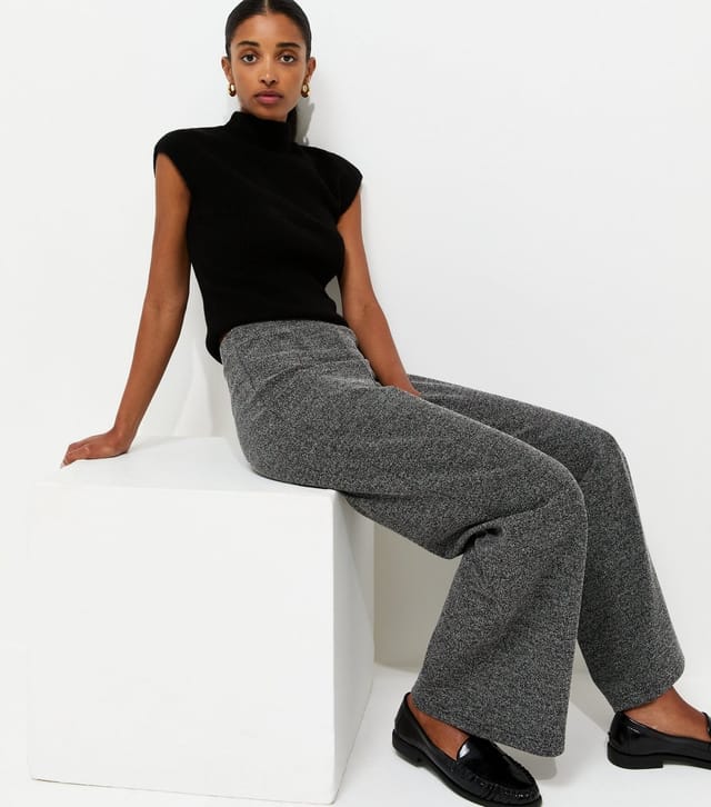 New Look Women's Dark Grey Marl Jersey Wide Leg Trousers New Look - 2