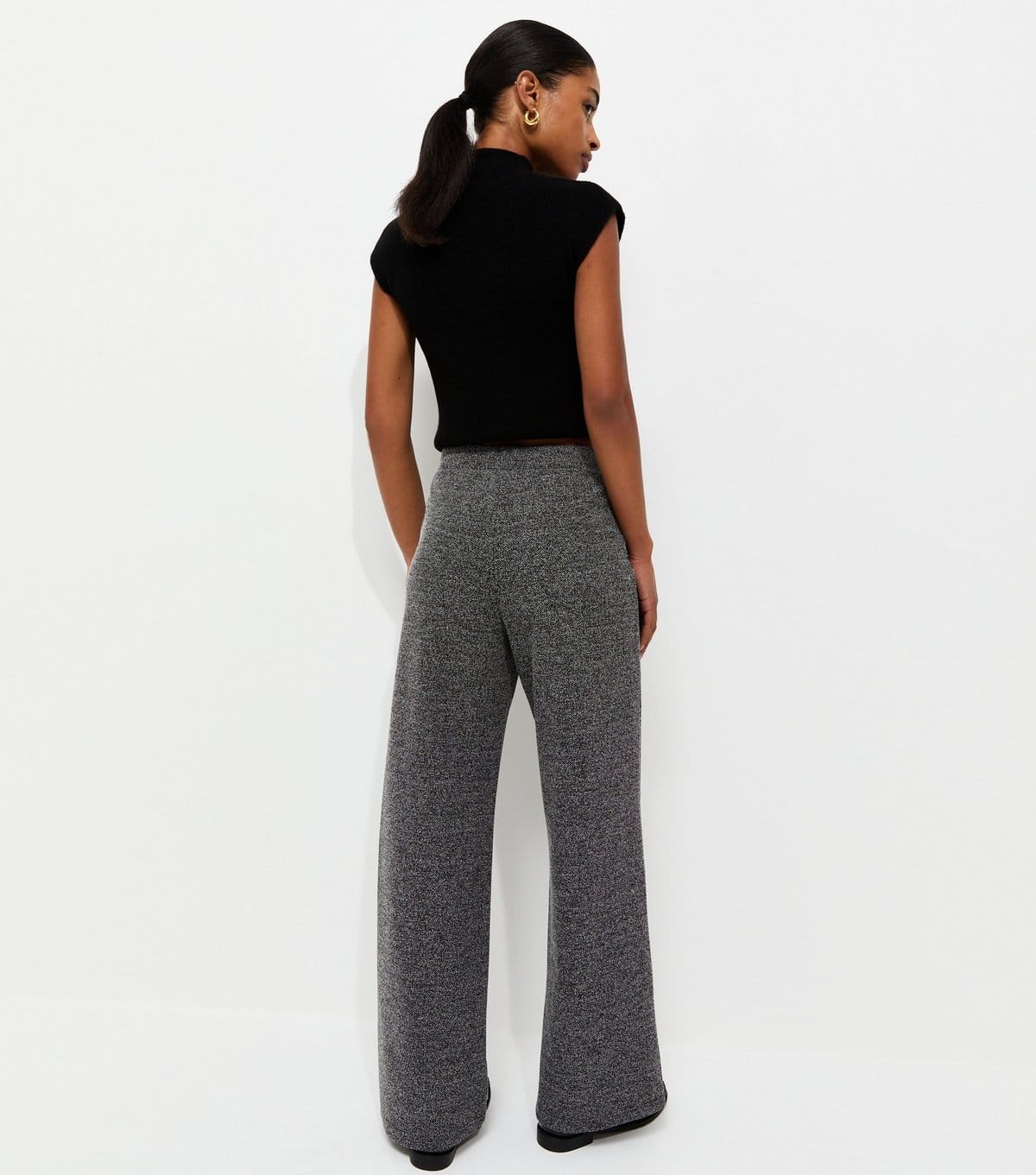 New Look Women's Dark Grey Marl Jersey Wide Leg Trousers New Look - 4