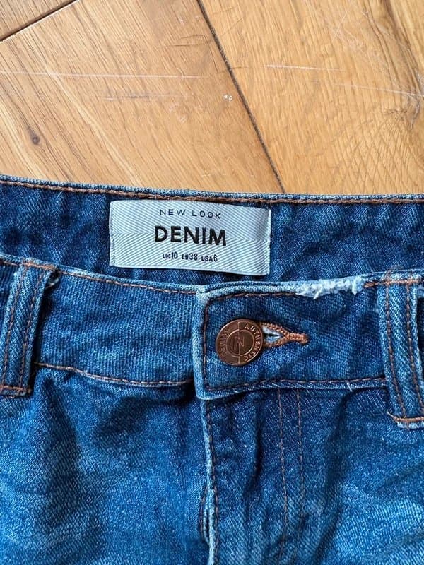 New Look New Look Mid Blue Distressed Denim Hotpant Mini Micro Shorts, size 10