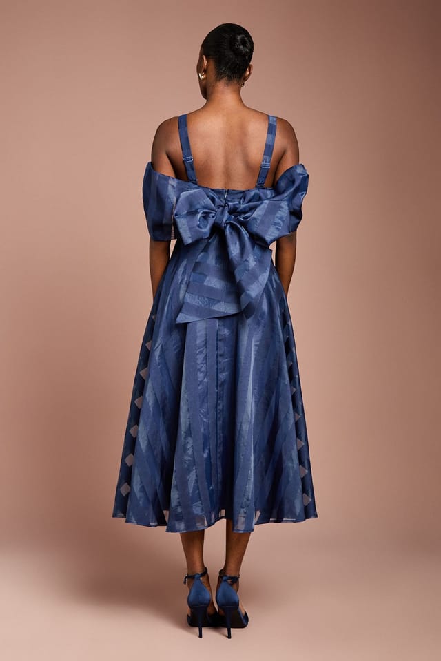 Coast Coast Women's Organza Bardot Midi Dress in Navy - 3