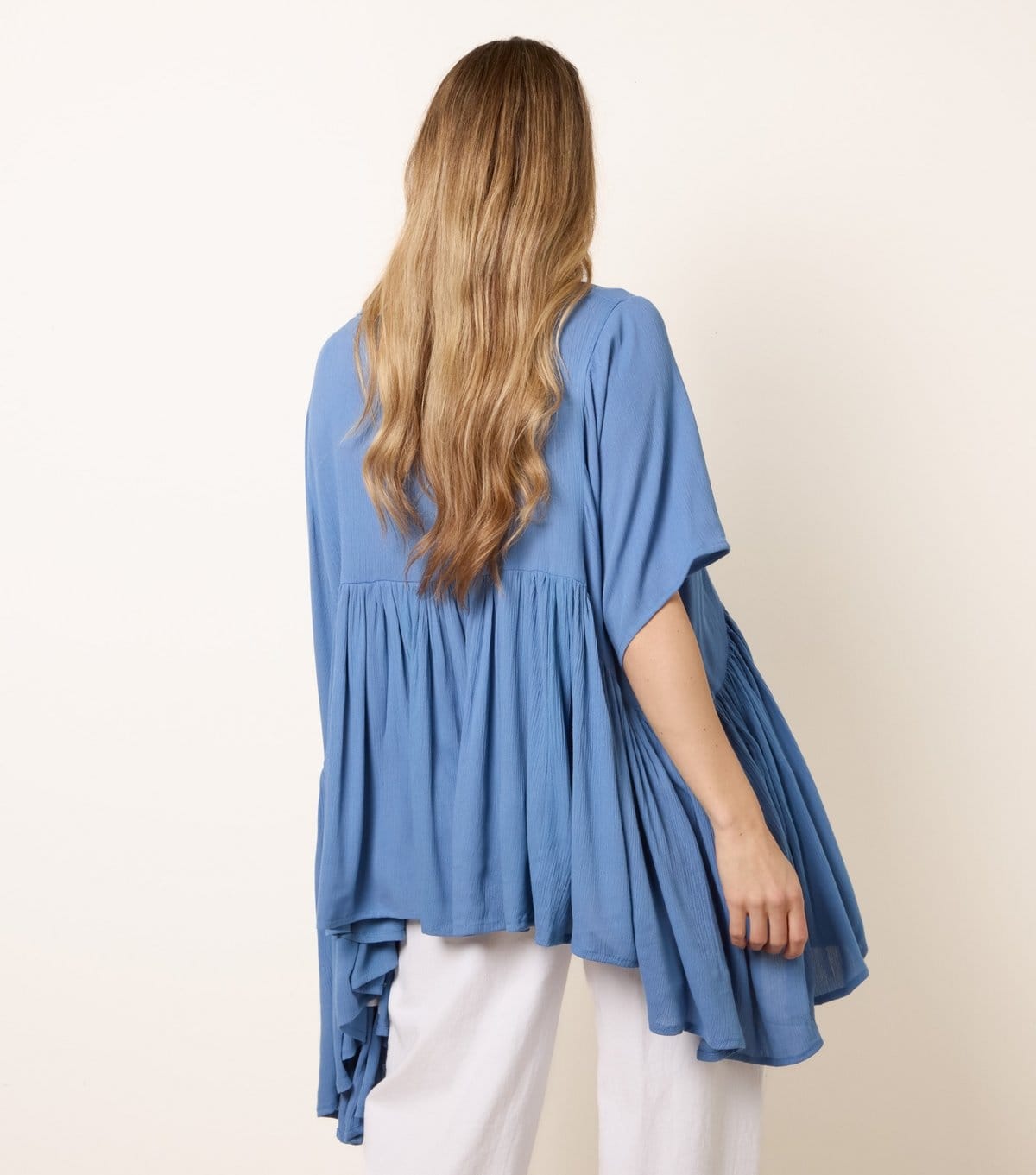 Blue Vanilla Women's Blue Gathered Oversized Top Blue Vanilla New Look - 4