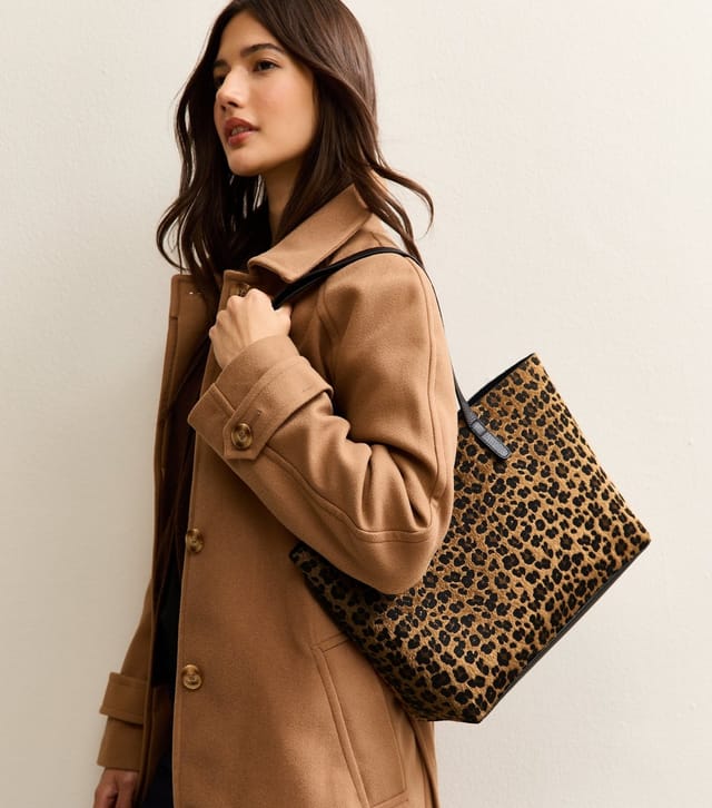 New Look 2 in 1 Brown Animal Print Shopper Tote and Internal Pouch Bag New Look - 2