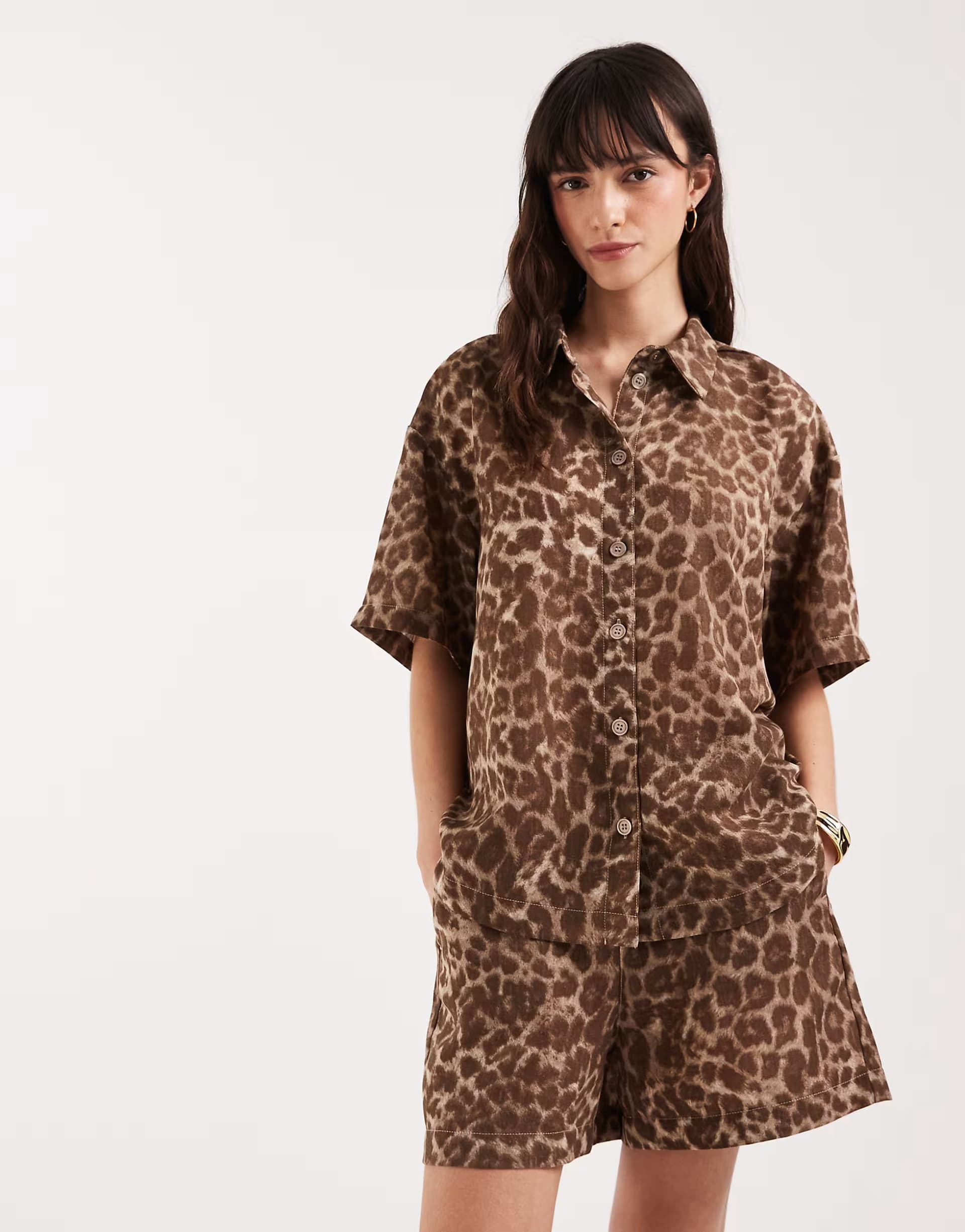 ASOS JJXX co ord leopard shirt in multi
