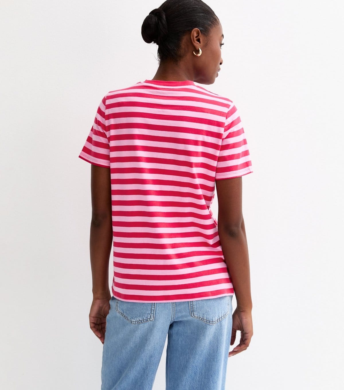 New Look Women's Pink Cotton Striped T-Shirt New Look - 4