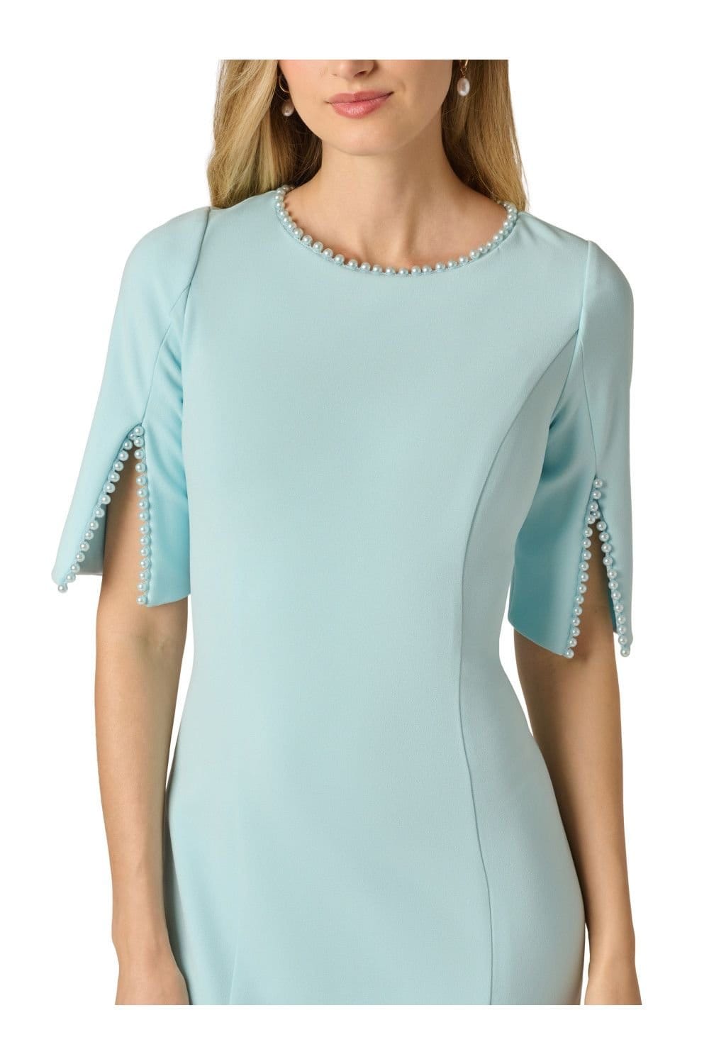 Adrianna Papell Adrianna Papell Women's Split Sleeve Midi Crepe Dress in Blue - 4