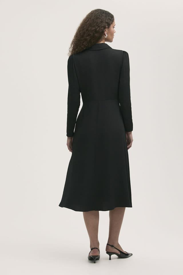 Finery London Finery London Women's Petite Lucia Crepe Collared Midi Dress in Black - 3