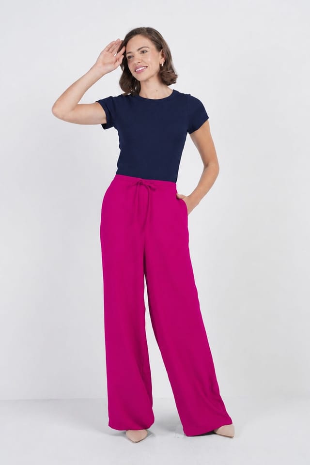 Kettlewell Kettlewell Women's Soft Tailored Wide Leg Trousers in Fuchsia - 3