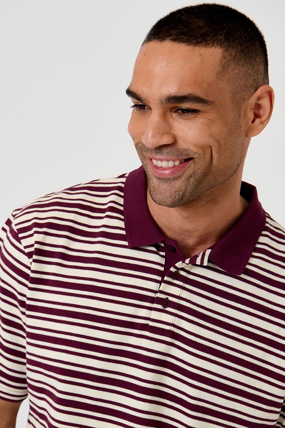 Threadbare Threadbare Men's Relaxed Fit Stripe Polo Shirt in Plum - 4