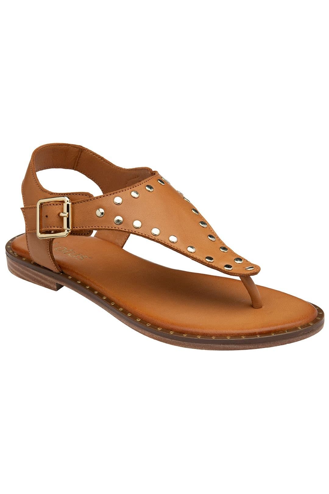 Lotus Lotus Women's 'Juanita' Leather Toe-Post Sandals in Tan