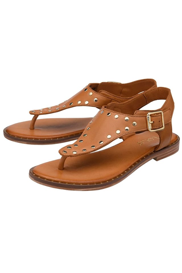Lotus Lotus Women's 'Juanita' Leather Toe-Post Sandals in Tan - 2