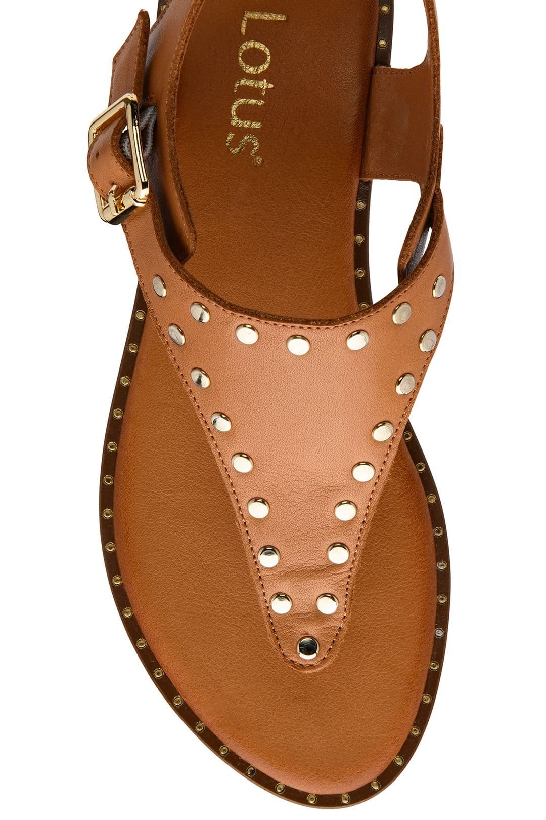 Lotus Lotus Women's 'Juanita' Leather Toe-Post Sandals in Tan - 4