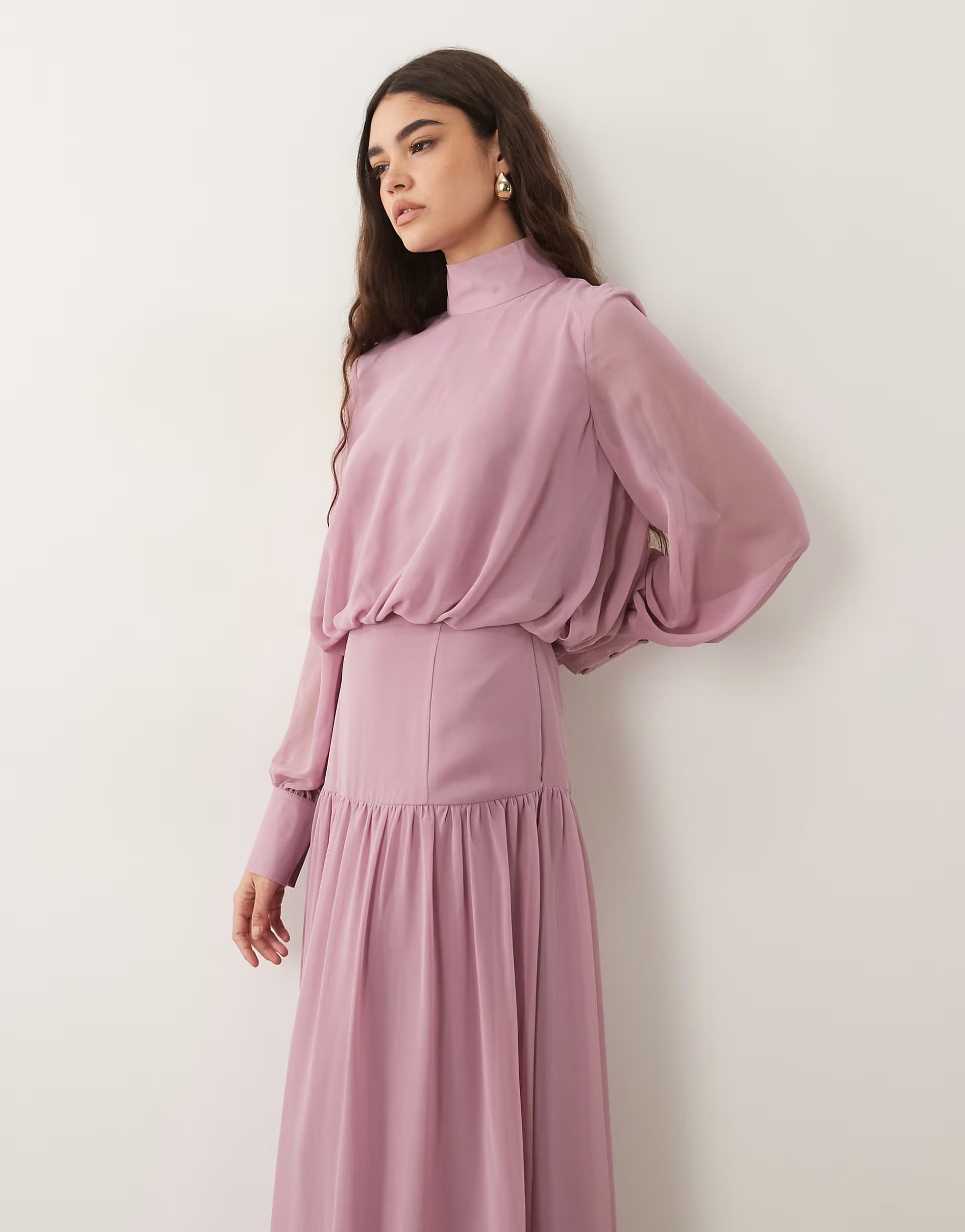 ASOS ASOS DESIGN high neck deep cuff maxi dress in lilac