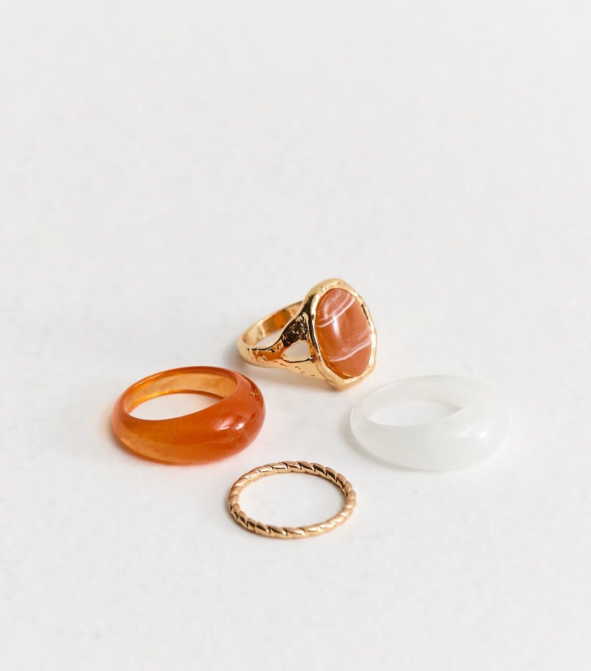 New Look Pack of 4 Gold Tone and Resin Rings New Look