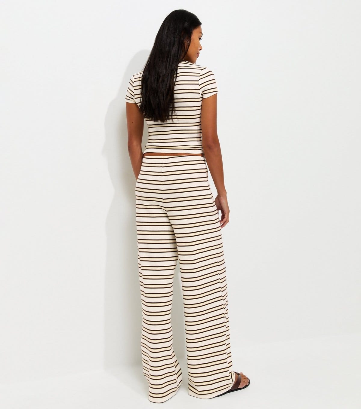 New Look Women's Yellow Cotton Rich Striped Wide Leg Trousers New Look - 4