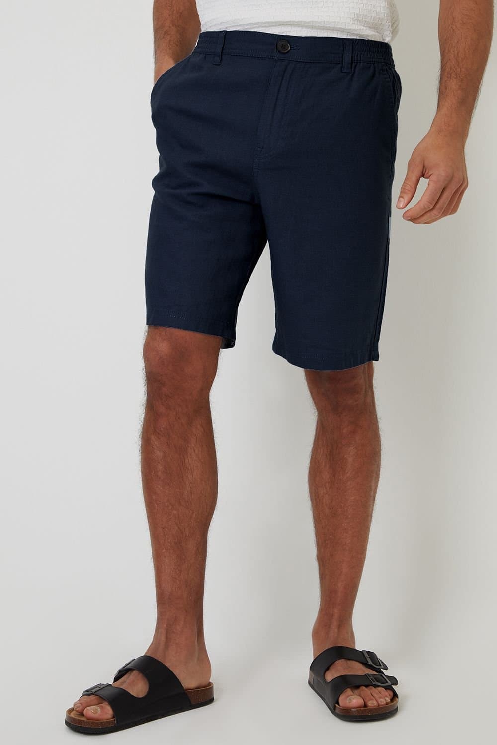 Threadbare Threadbare Men's Linen Blend Chino Shorts in Navy