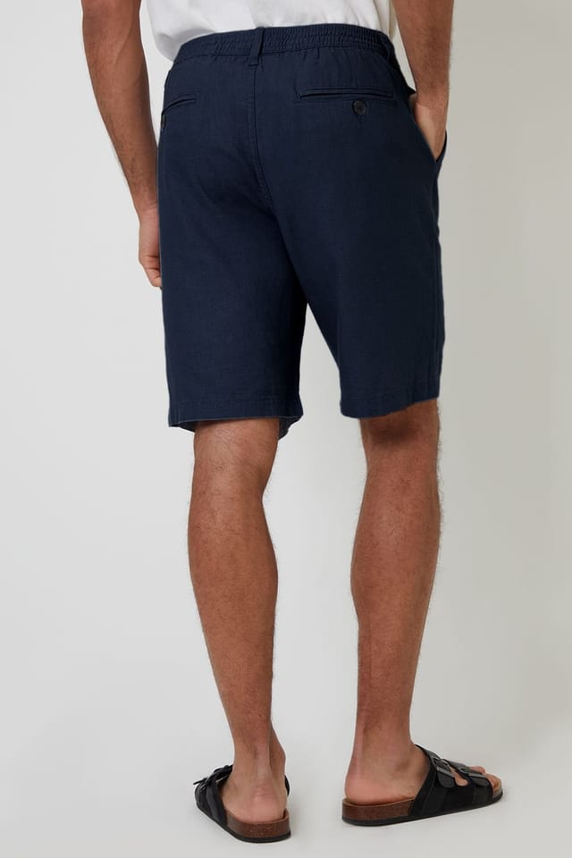 Threadbare Threadbare Men's Linen Blend Chino Shorts in Navy - 2