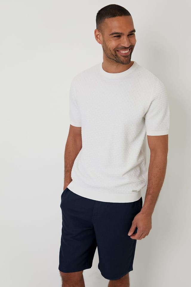 Threadbare Threadbare Men's Linen Blend Chino Shorts in Navy - 3