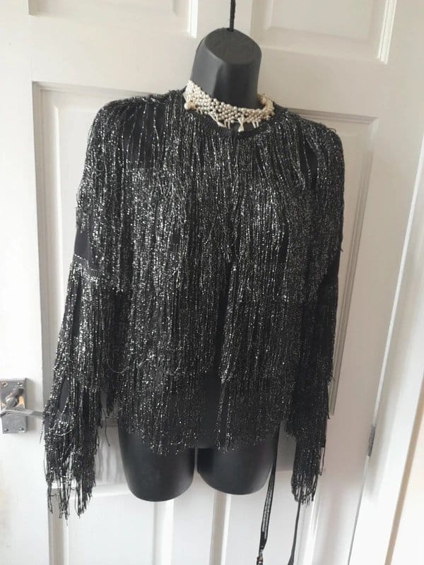 PrettyLittleThing Black & Silver Fringe Jacket