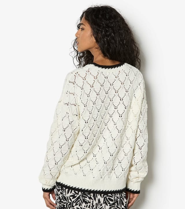 Apricot Women's White Open Knit Blanket Edge Jumper Apricot New Look - 3