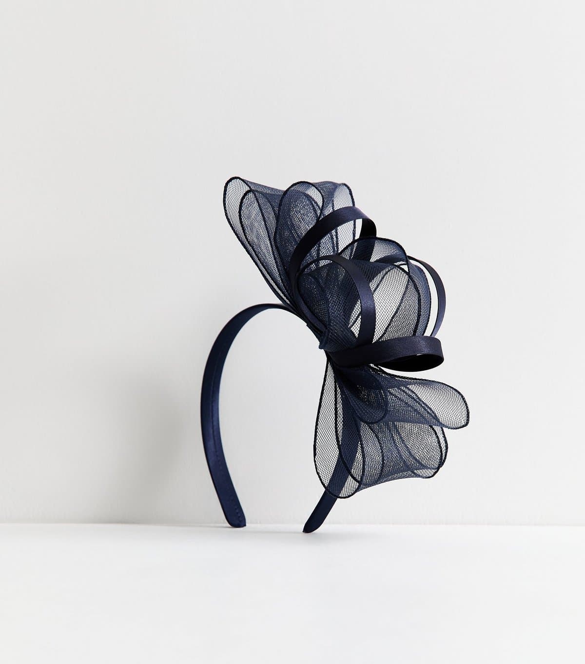 New Look Navy Bow Appliqued Mesh Fascinator New Look