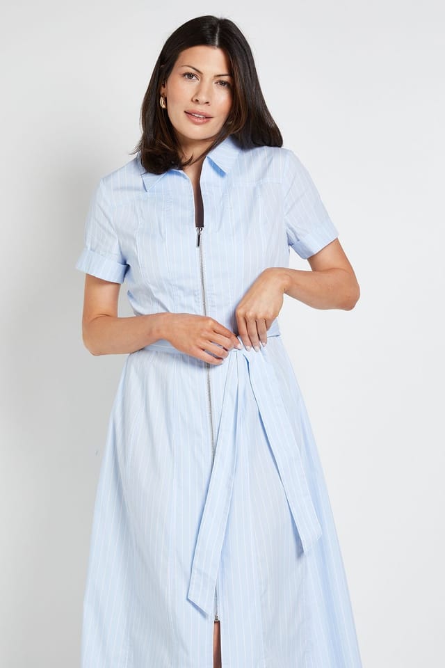 Wallis Wallis Women's Contrast Stripe Shirt Dress in Blue - 2