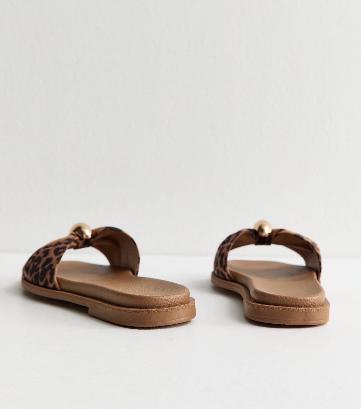 New Look Women's Wide Fit Brown Animal Print Flat Mule Sandals Vegan New Look - 4