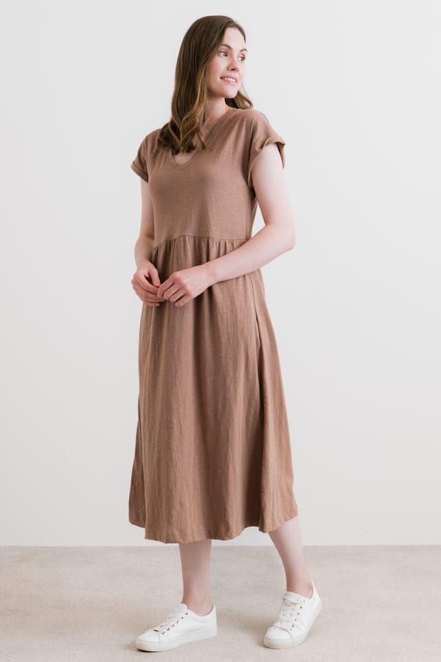 Lily & Me Lily & Me Women's Shine Cotton Jersey Dress in Brown - 3