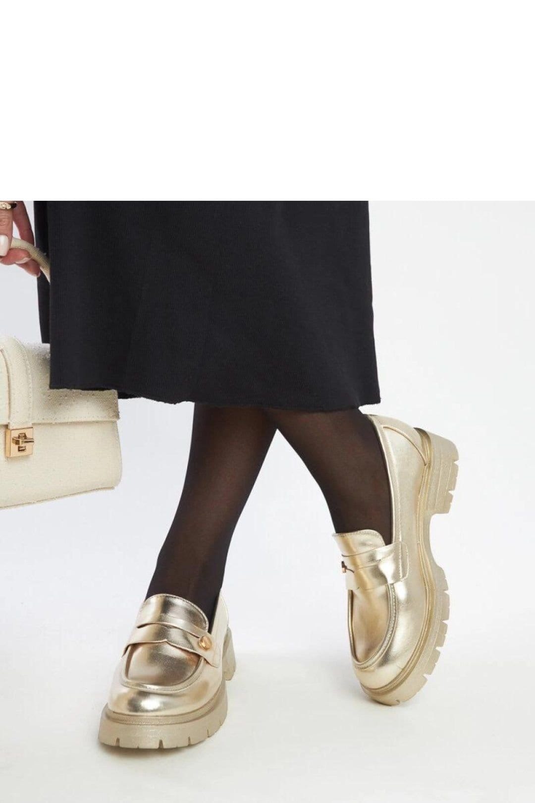 Love Lace Love Lace Women's Half Shoes Moccasins Slip On Rounded Toe Metallic Sheen in Gold - 4