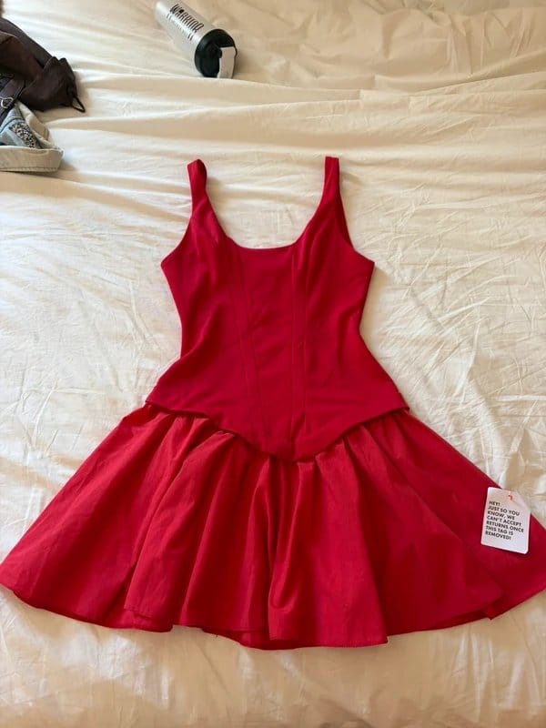 ASOS ASOS corset seam detail red dropped waist mini dress - 1